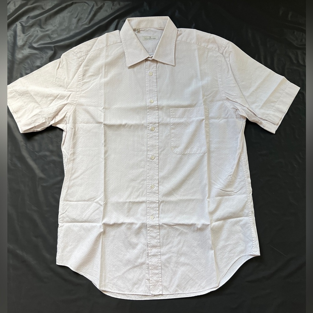 Ermenegildo Zegna Cream Button Down Shirt pocket men's 17 43